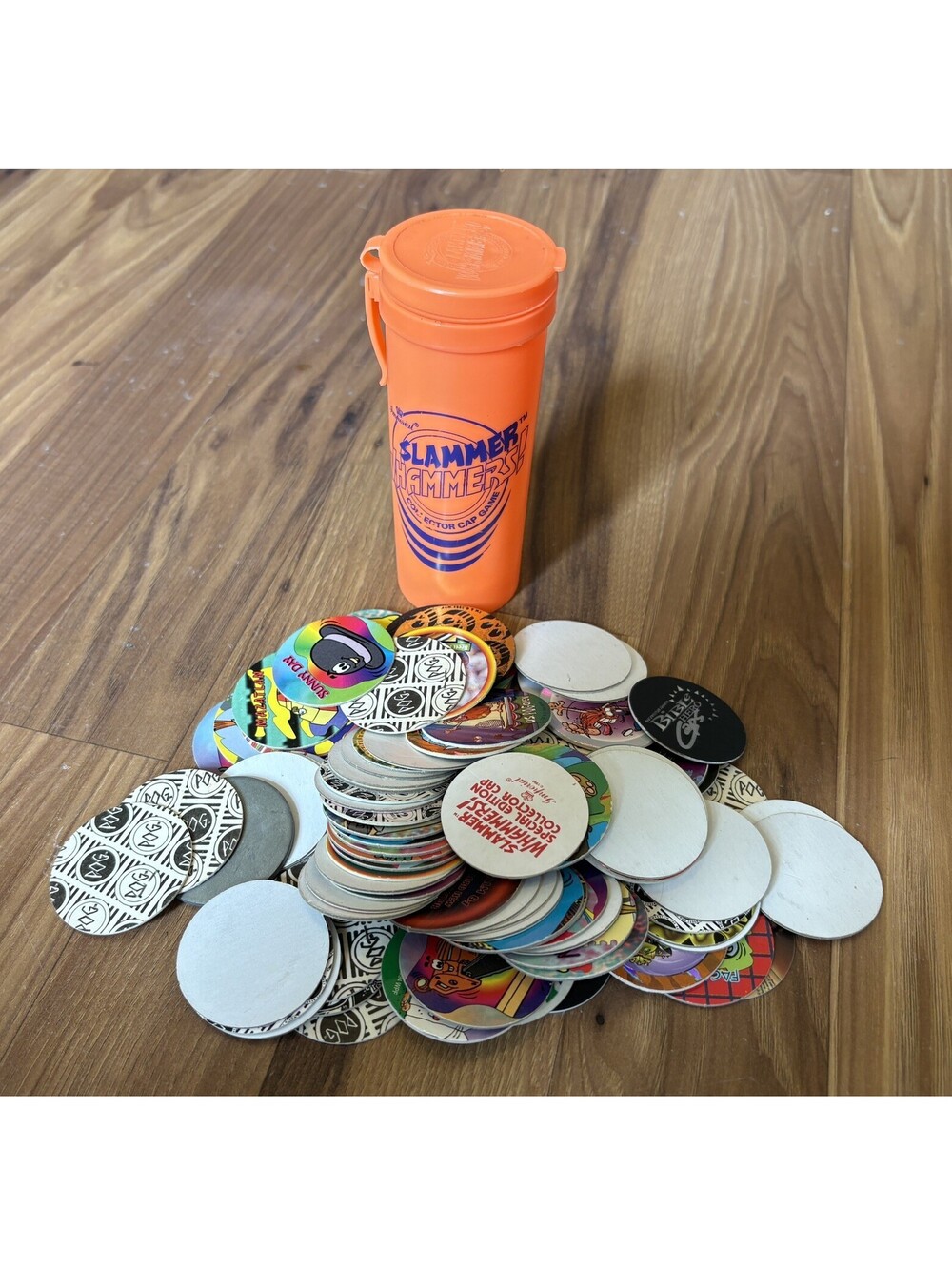 Slammer Whammers Pogs Imperial Toys 1994 Cap Caddy Orange Clip On
